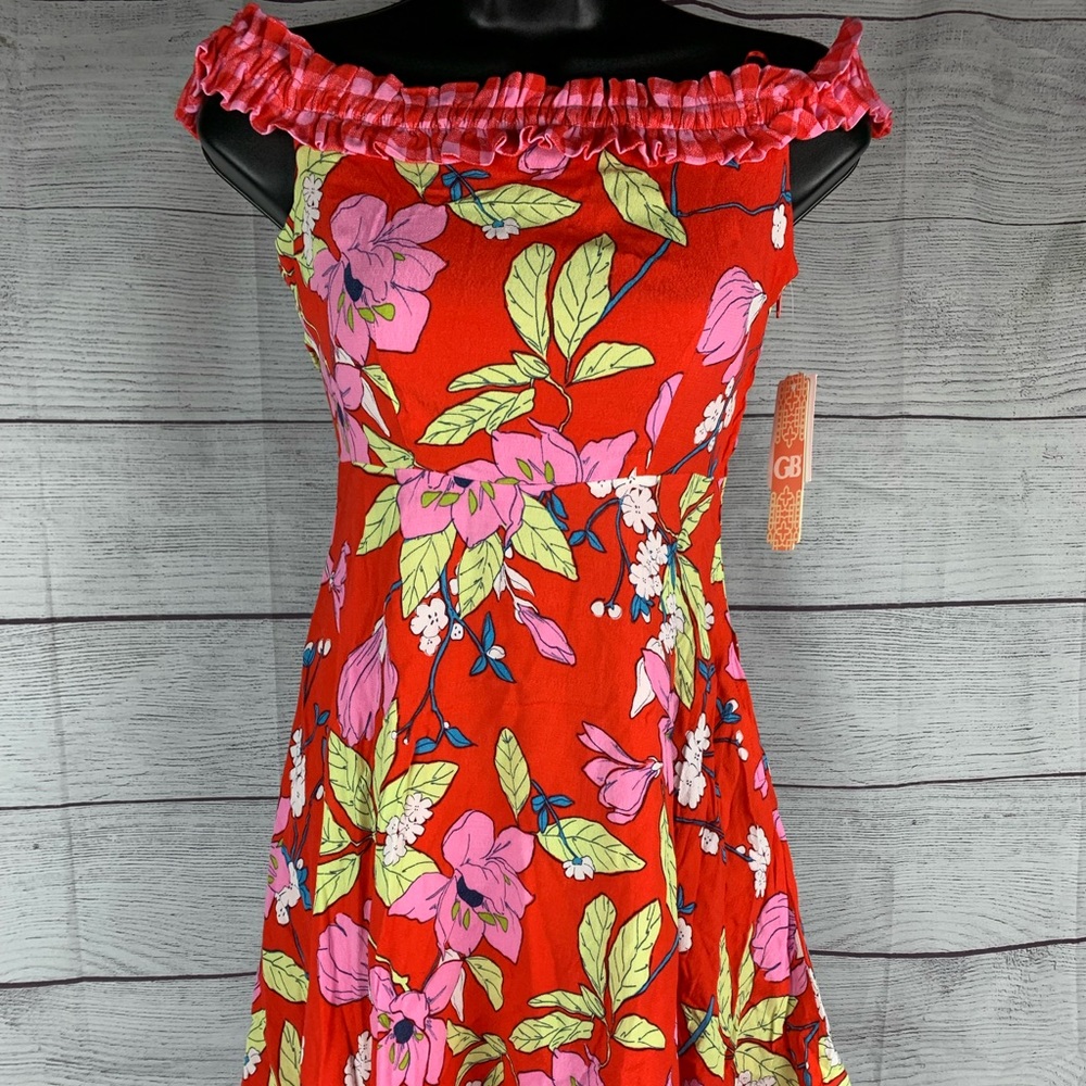 GB Babydoll Plaid Floral Sundress Red/Pink NWT